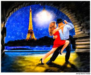 Eiffel Tower Romance Painting - Latin Dance Art Print